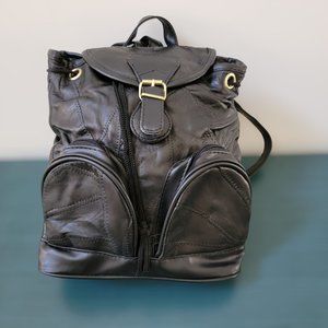 Genuine Leather Backpack/Purse with Simulated Leather Trim